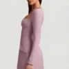 Robe courte structurée à rayures fines Ksenia, coupe trapèze, couleur mauve Robe courte structurée à rayures fines Ksenia, coupe trapèze, couleur mauve