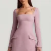 Robe courte structurée à rayures fines Ksenia, coupe trapèze, couleur mauve Robe courte structurée à rayures fines Ksenia, coupe trapèze, couleur mauve
