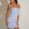 Robe courte Tatiana à volants et bandeau, bleu