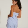 Robe courte Tatiana à volants et bandeau, bleu