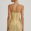 Robe courte transparente à encolure carrée et ornements Averie, couleur jaune Robe courte transparente à encolure carrée et ornements Averie, couleur jaune
