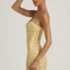 Robe courte transparente à encolure carrée et ornements Averie, couleur jaune Robe courte transparente à encolure carrée et ornements Averie, couleur jaune
