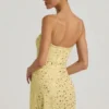 Robe courte transparente à encolure carrée et ornements Averie, couleur jaune Robe courte transparente à encolure carrée et ornements Averie, couleur jaune