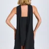 Robe courte trapèze Cecilia à détails foulard, en noir Robe courte trapèze Cecilia à détails foulard, en noir