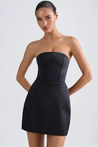 Robe courte tulipe structurée à bandeau Haisley en noir