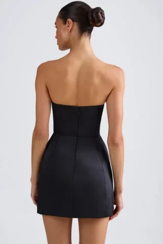 Robe courte tulipe structurée à bandeau Haisley en noir