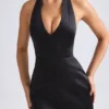 Robe courte tulipe structurée à dos nu Harmonia, en noir Robe courte tulipe structurée à dos nu Harmonia, en noir