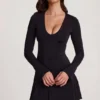 Robe courte évasée à encolure dégagée en jersey doux Carielle, couleur noir Robe courte évasée à encolure dégagée en jersey doux Carielle, couleur noir