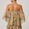 Robe courte à volants et épaules dénudées Birdie, imprimé floral multicolore Robe courte à volants et épaules dénudées Birdie, imprimé floral multicolore
