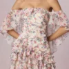 Robe courte à volants et épaules dénudées Birdie à imprimé floral Primrose Robe courte à volants et épaules dénudées Birdie à imprimé floral Primrose