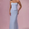 Robe de demoiselle d’honneur Avielle en satin bleu poudré Robe de demoiselle d’honneur Avielle en satin bleu poudré