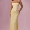 Robe de demoiselle d’honneur Avielle en satin jaune beurre Robe de demoiselle d’honneur Avielle en satin jaune beurre