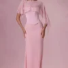 Cape Velina en mousseline rose poudré Cape Velina en mousseline rose poudré