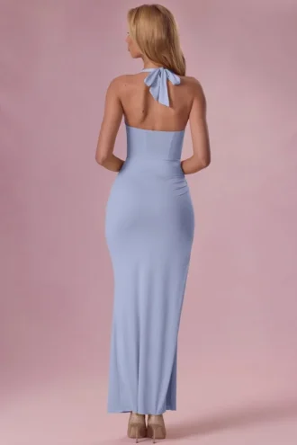 Robe de demoiselle d&rsquo;honneur corsetée en jersey Olivette, bleu poudré