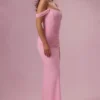 Robe de demoiselle d&rsquo;honneur drapée en maille Naelle, rose bonbon