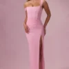 Robe de demoiselle d&rsquo;honneur drapée en maille Naelle, rose bonbon