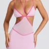 Robe de soirée Bella à découpes et bordures contrastées, rose pâle Robe de soirée Bella à découpes et bordures contrastées, rose pâle