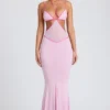 Robe de soirée Bella à découpes et bordures contrastées, rose pâle Robe de soirée Bella à découpes et bordures contrastées, rose pâle