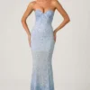 Robe de soirée Vesna à encolure en cœur et traîne en queue de poisson, bleu ciel Robe de soirée Vesna à encolure en cœur et traîne en queue de poisson, bleu ciel