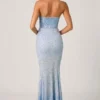 Robe de soirée Vesna à encolure en cœur et traîne en queue de poisson, bleu ciel Robe de soirée Vesna à encolure en cœur et traîne en queue de poisson, bleu ciel