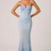 Robe de soirée Vesna à encolure en cœur et traîne en queue de poisson, bleu ciel Robe de soirée Vesna à encolure en cœur et traîne en queue de poisson, bleu ciel