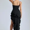 Robe de soirée à volants et empiècements Aurelie en noir Robe de soirée à volants et empiècements Aurelie en noir