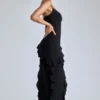Robe de soirée à volants et empiècements Aurelie en noir Robe de soirée à volants et empiècements Aurelie en noir