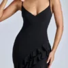 Robe de soirée à volants et empiècements Aurelie en noir Robe de soirée à volants et empiècements Aurelie en noir