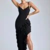 Robe de soirée à volants et empiècements Aurelie en noir Robe de soirée à volants et empiècements Aurelie en noir
