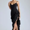 Robe de soirée à volants et empiècements Aurelie en noir Robe de soirée à volants et empiècements Aurelie en noir