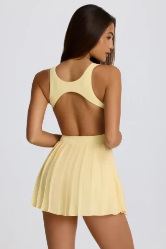 Robe de tennis plissée Soft Active à dos nu, couleur citron