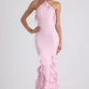 Robe dos nu à volants Mireya, rose pâle Robe dos nu à volants Mireya, rose pâle