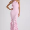 Robe dos nu à volants Mireya, rose pâle Robe dos nu à volants Mireya, rose pâle