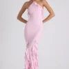 Robe dos nu à volants Mireya, rose pâle Robe dos nu à volants Mireya, rose pâle