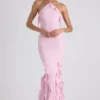 Robe dos nu à volants Mireya, rose pâle Robe dos nu à volants Mireya, rose pâle