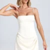 Robe drapée A-line Zoyna en ivoire Robe drapée A-line Zoyna en ivoire