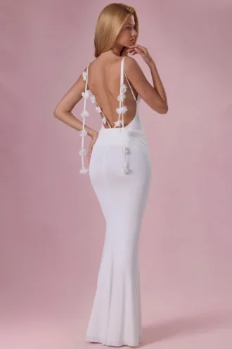Robe drapée en jersey Alora, blanche
