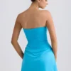 Robe Efia en jersey fluide drapé, coupe trapèze, bleu aqua Robe Efia en jersey fluide drapé, coupe trapèze, bleu aqua