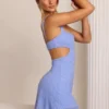 Robe Emilion à découpes et ornements, bleu poudré Robe Emilion à découpes et ornements, bleu poudré