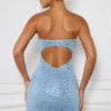 Robe Hibana à encolure en cœur ornée, bleu clair Robe Hibana à encolure en cœur ornée, bleu clair