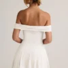 Robe Jaida en modal, à épaules dénudées et coupe trapèze, en blanc Robe Jaida en modal, à épaules dénudées et coupe trapèze, en blanc