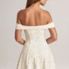 Robe Jaida en modal à épaules dénudées et coupe trapèze, imprimé floral Robe Jaida en modal à épaules dénudées et coupe trapèze, imprimé floral