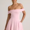 Robe Jaida en modal, à épaules dénudées et coupe trapèze, rose pâle Robe Jaida en modal, à épaules dénudées et coupe trapèze, rose pâle