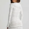 Robe Jolessa en maille pointelle à volants, blanche Robe Jolessa en maille pointelle à volants, blanche