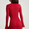 Robe Jolessa en maille pointelle à volants, rouge écarlate Robe Jolessa en maille pointelle à volants, rouge écarlate