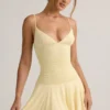 Robe Kelbie en modal froncé, coupe trapèze, couleur jaune crème Robe Kelbie en modal froncé, coupe trapèze, couleur jaune crème