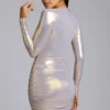 Robe Layla en jersey métallisé à manches longues, couleur or clair Robe Layla en jersey métallisé à manches longues, couleur or clair