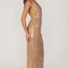 Robe longue Alyssia ornée de paillettes dorées Robe longue Alyssia ornée de paillettes dorées