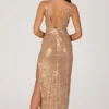 Robe longue Alyssia ornée de paillettes dorées Robe longue Alyssia ornée de paillettes dorées