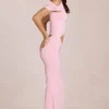 Robe longue asymétrique drapée Calisse en rose pâle Robe longue asymétrique drapée Calisse en rose pâle